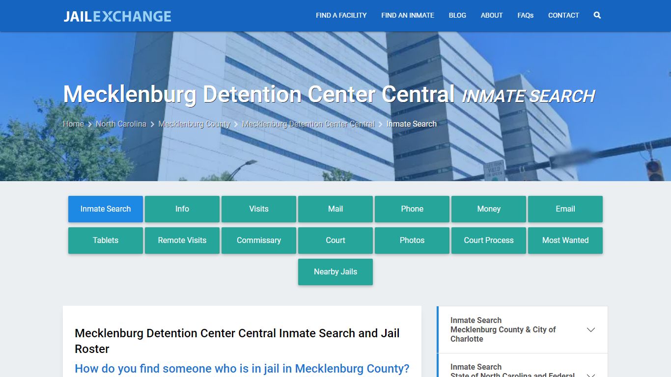 Mecklenburg Detention Center Central Inmate Search - Jail Exchange